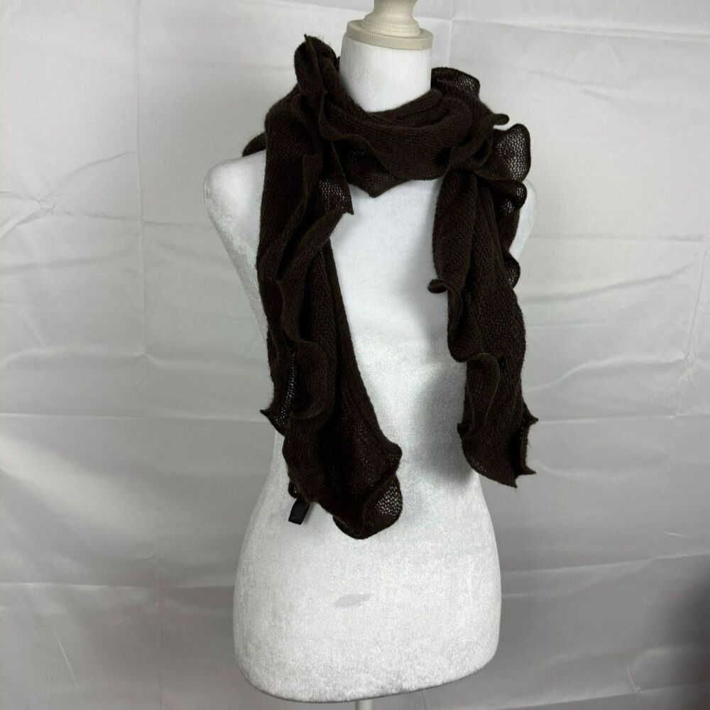 Chocolate Brown Ruffle Long Scarf